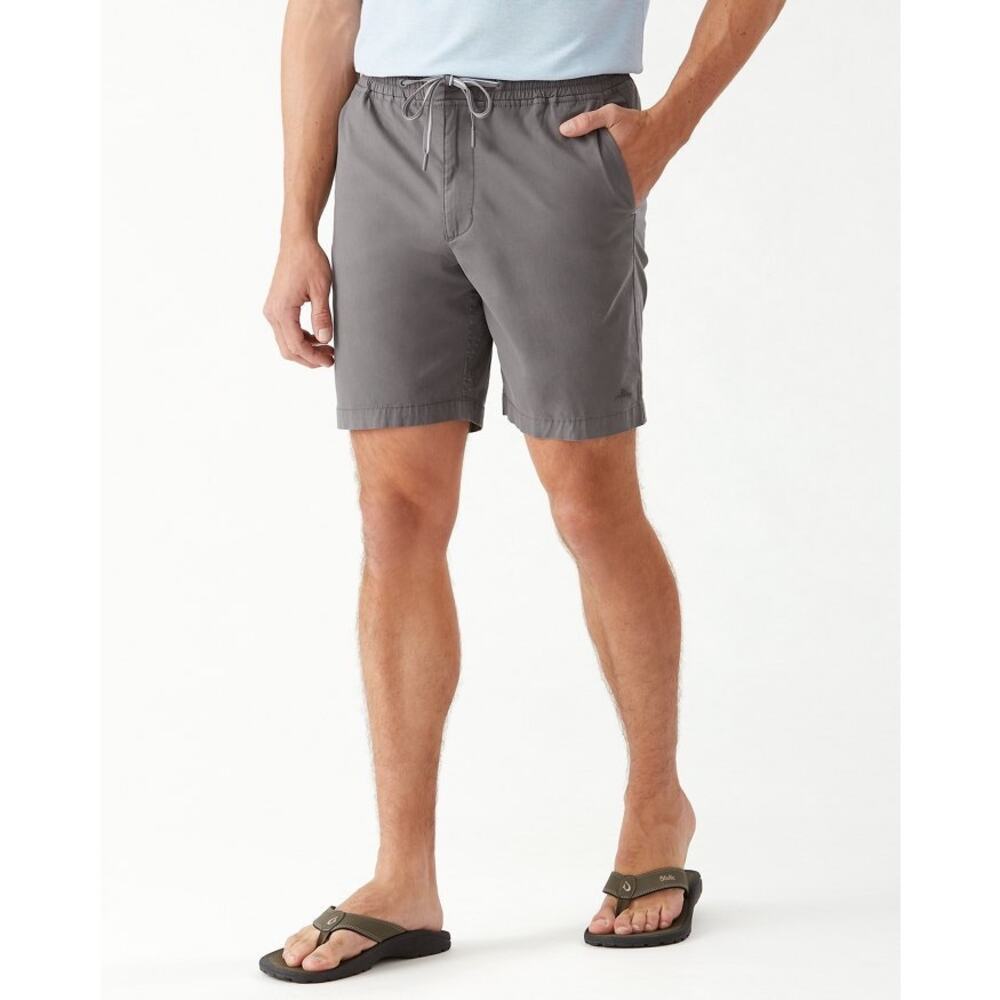 Tommy Bahama Men’s Oceanside Poplin Pull-On Short Gray XL Drawstring Comfy